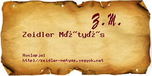 Zeidler Mátyás névjegykártya